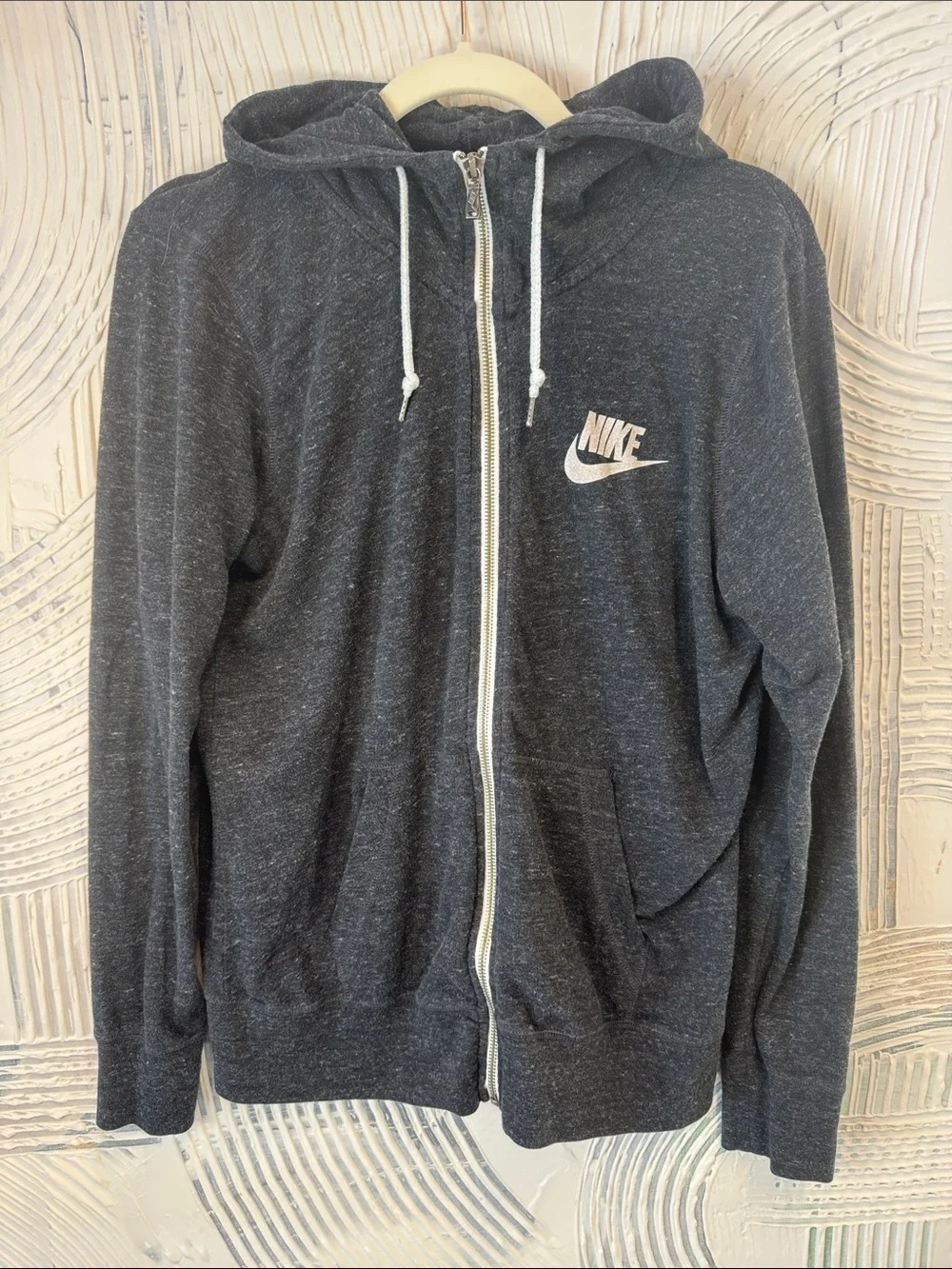 Nike Dark Charcoal Zip-Up Hoodie with White Logo N0550